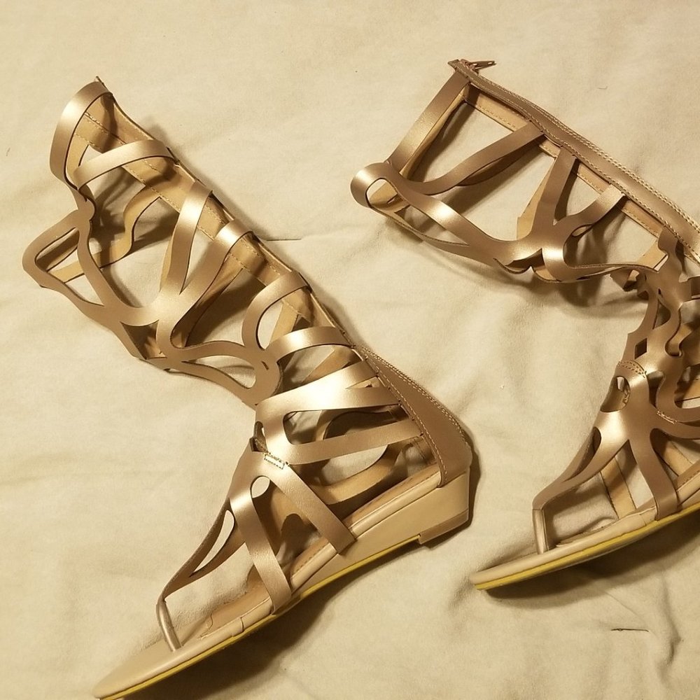 Knee High Flat Sandals Boot Gladiator Roman